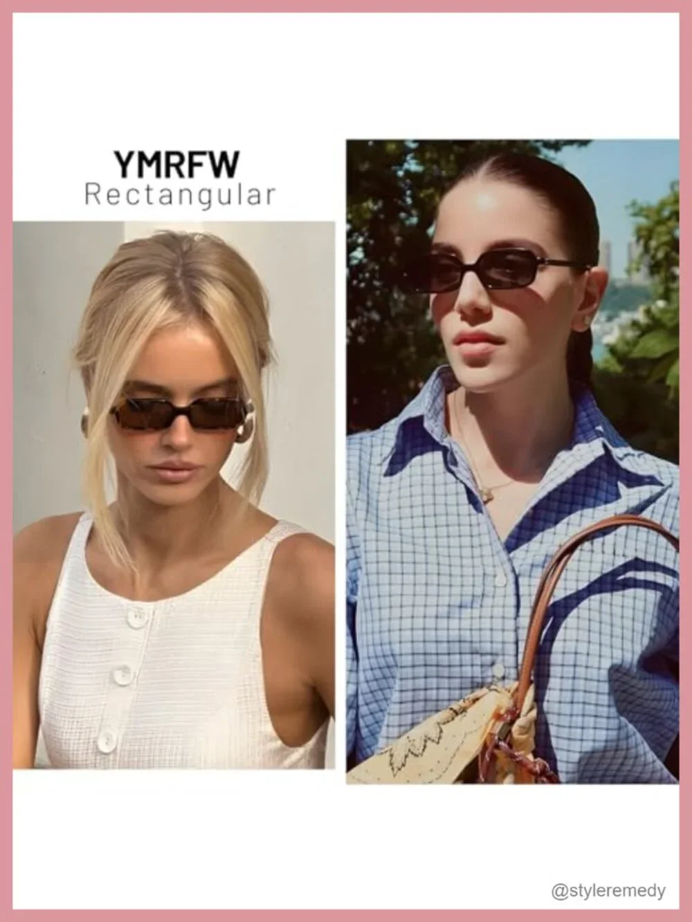 Retro Rectangular Sunglasses for Women Narrow Trendy Small 90s Style UV